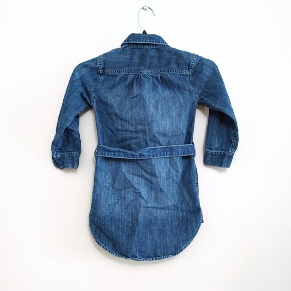 Old Navy Denim  Shirt Dress w/ tie belt Girls XS (5) Button Up - Picture 2 of 3